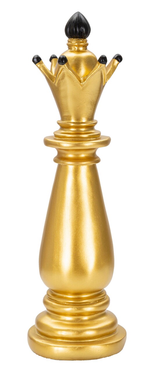 Statueta decorativa / Piesa de sah Nebun, Gold Bishop, Mauro Ferretti, Ø12.5 x 38.5 cm, polirasina, auriu/negru - imagine 7